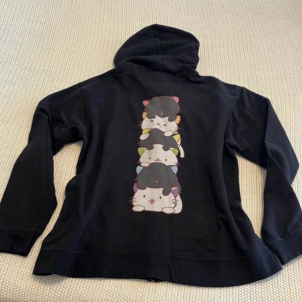 🏃🏻‍♀️🏃🏻‍♀️ Cute Kitty Stack Full Zip Hoodie - Picture 2 of 5